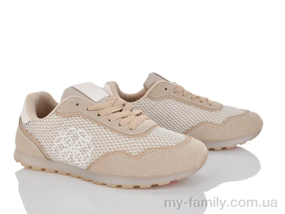 Кросівки штучна замша-текстиль бежевий жінки -, Жіночі кросівки оптом