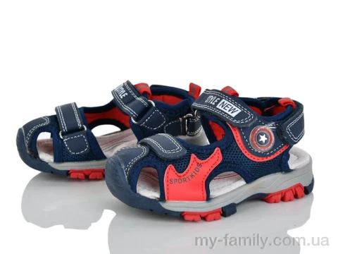 Сандалі штучний нубук-текстиль синій діти хлопчик, Взуття оптом діти