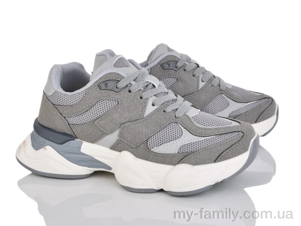 Кросівки штучна замша-текстиль сірий жінки -, Жіночі кросівки оптом