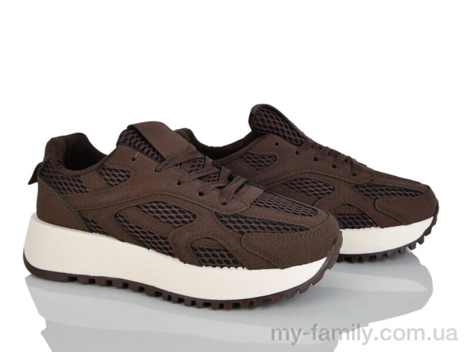 Кросівки штучна замша-текстиль коричневий жінки -, Жіночі кросівки оптом