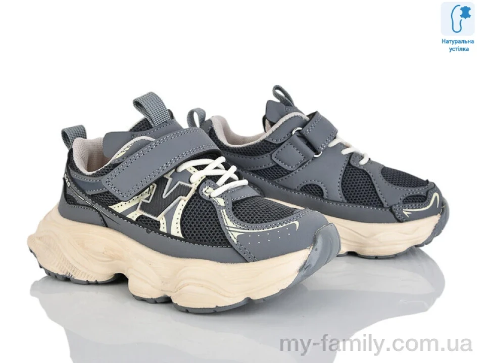 Кросівки штучна шкіра-текстиль сірий діти унісекс, Дитячі кросівки оптом